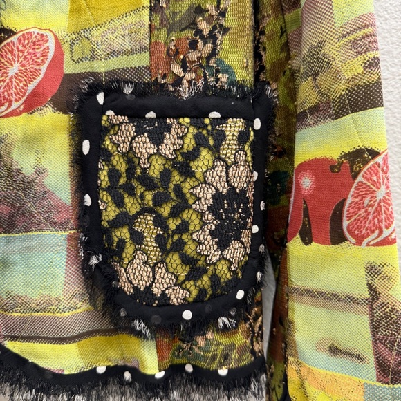 Look Unique Blazer Size Small Boho Festival Patchwork Lace Floral Print - Picture 6 of 9